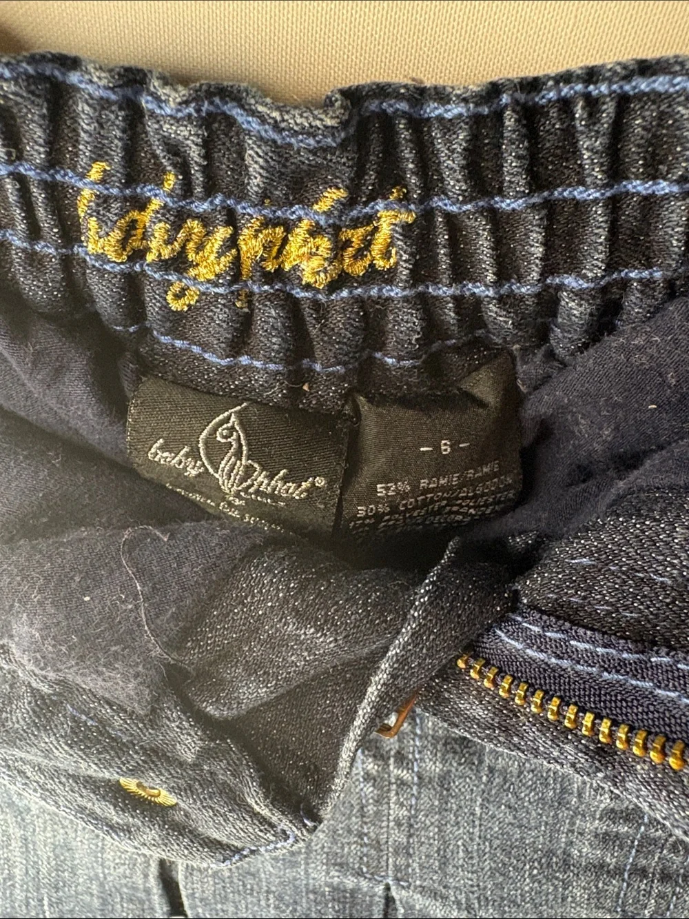 Baby Phat Dark Blue Denim Pleated Mini Skirt with Gold Accents and Rhinestones-6